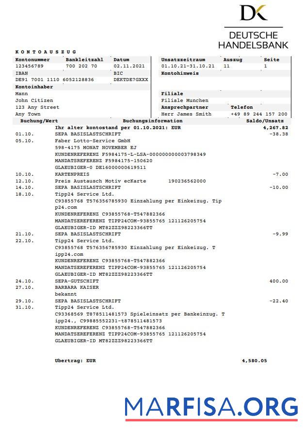 Realistic Germany Deutsche Handelbank template